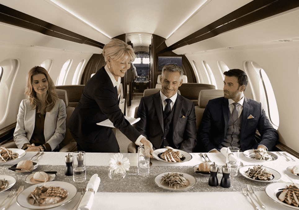 dinning on private jet